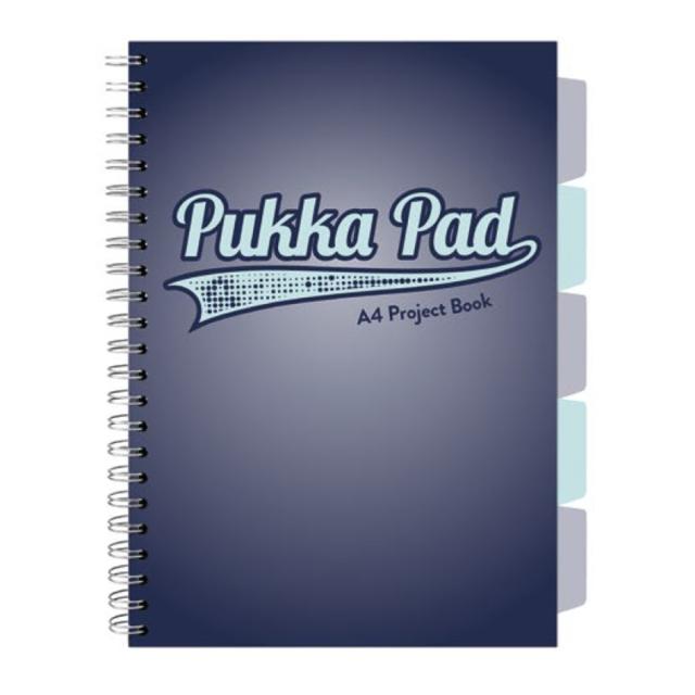 Caiet A4 cu spira si separatoare Pukka Pad Project Book, 200 file, matematica, albastru