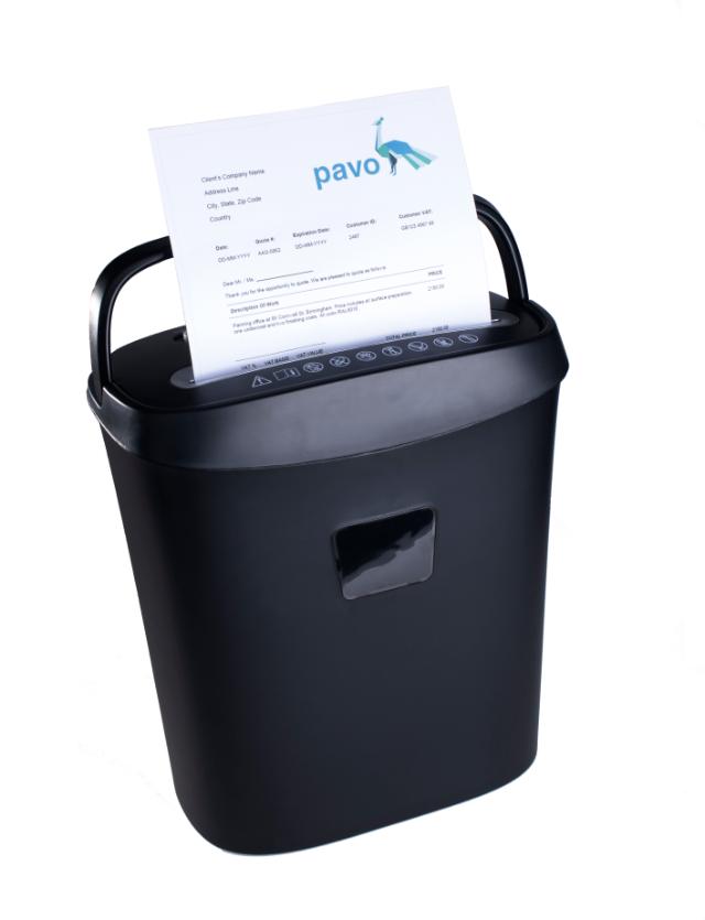 Distrugator de documente Pavo, 8 coli, 15L, negru