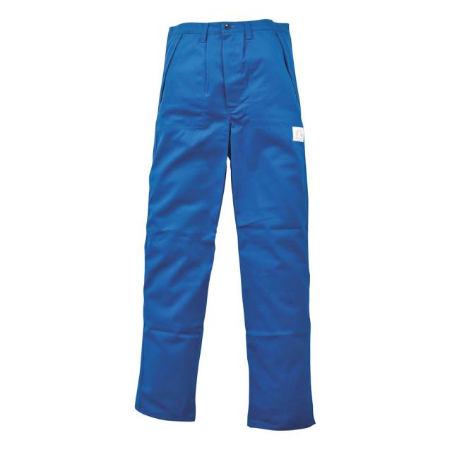 Pantaloni talie ignifugi, bumbac 310 g/mp marime 48, cu doua buzunare cu clapa, albastri