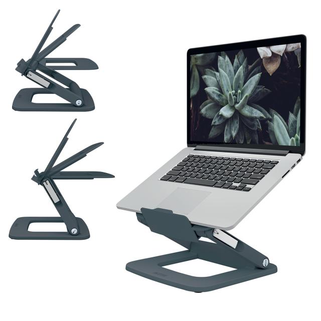 Suport ergonomic Leitz Ergo, pentru laptop, ajustabil, plastic partial reciclat, gri-carbune