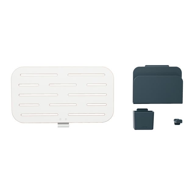 Kit organizator Leitz Ergo, pentru birou, 42x25 cm, include 3 suporti pentru accesorii, alb