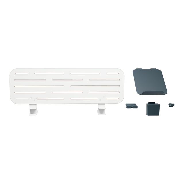 Kit organizator Leitz Ergo, pentru birou, 80x25 cm, include suport pentru laptop si 3 suporti pentru accesorii, alb