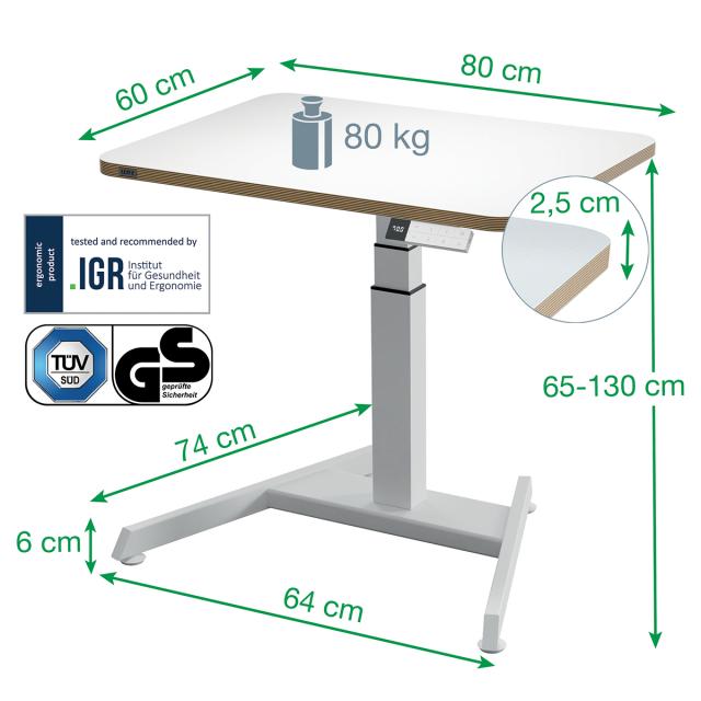 Birou ergonomic Leitz Ergo, electric, ajustabil pe inaltime, alb