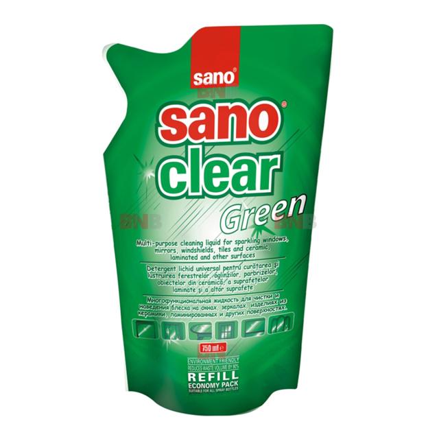 Rezerva detergent geamuri Sano Clear Green, 750 ml