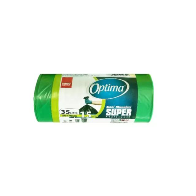 Saci menajeri LDPE, verzi, 35L, 50x70 cm, 22 microni, 15 saci/rola