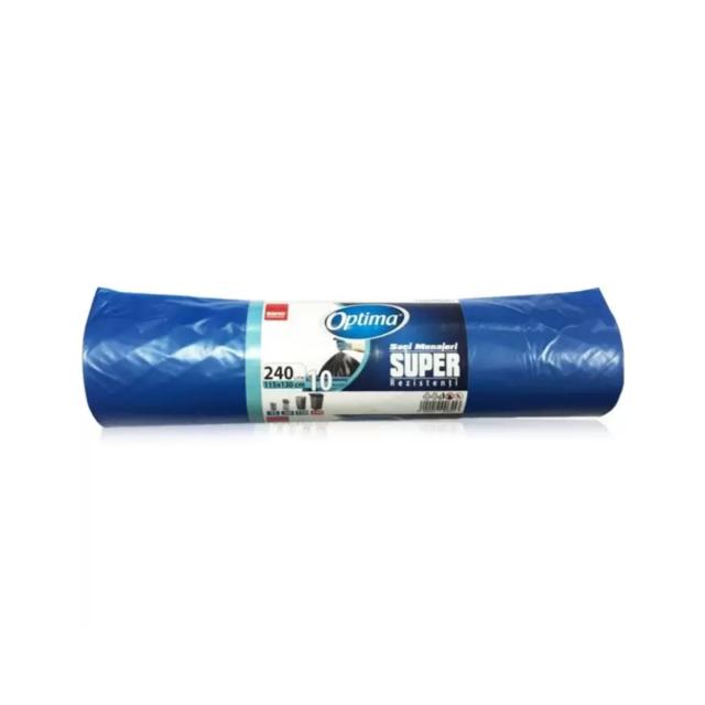 Saci menajeri LDPE, albastri, 240L, 115x130 cm, 25 microni, 10 saci/rola