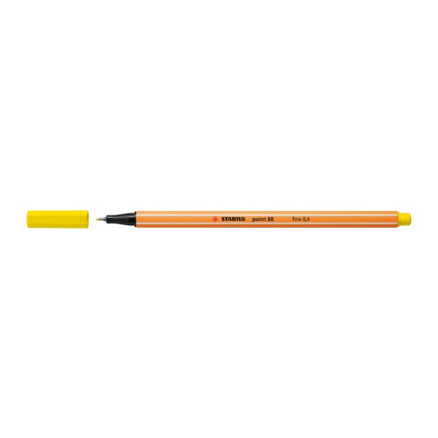 Fineliner Stabilo Point 88, 0.4 mm, 6 culori, neon/set etui