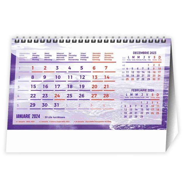 Calendar triptic, de birou, 12 file